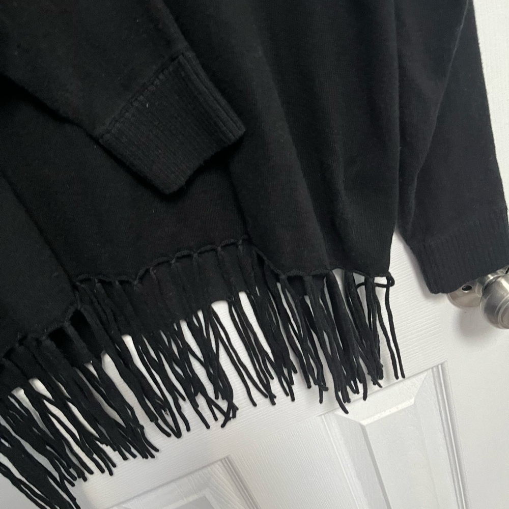Michael Kors black fringe cowl turtle neck sweater Women’s Medium Cotton Blend - Picture 7 of 13